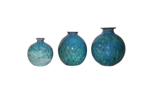 kleine blaue und grüne Vase – Bild 2