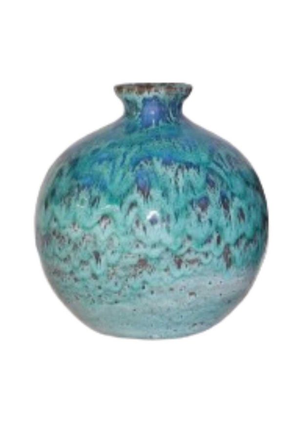 kleine blaue und grüne Vase